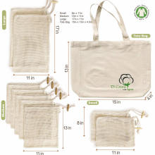 Eco-Friendly Food Storage Bags Large Capacity Mesh Net Bag Made out of Recycled Organic Net Cotton Fabric